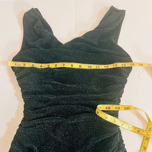 NightWay Glittery Teal Cowl Neck Sleeveless Maxi Dress Size 6 - Picture 5 of 7